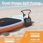 Portable Rechargeable Electric SUP Paddle Board Pump, Intelligent Dual Stage Inflation&Deflation, Up to 20PSI and Auto-Off for Stand UP Paddle Boards, Kayaks, Tents