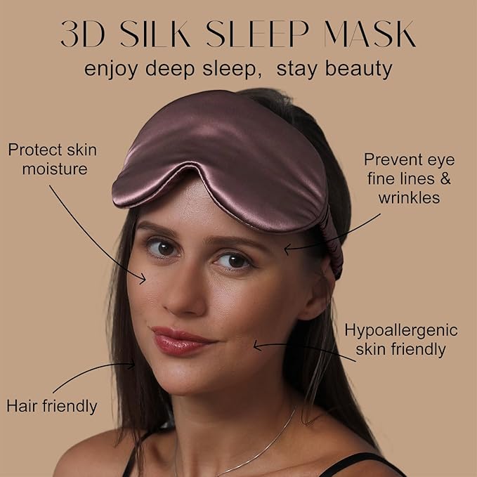 ZIMASILK Adjustable 22 Momme 100% Mulberry Silk Sleep Mask, Upgraded 3D Contoured Cup Eye Mask for Sleeping, Super Soft & Breathable Blindfold, Blackout for Deep Sleeping (Gray Purple)
