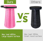 Upgraded Folding Stool - 485lbs Load Capacity,Telescopic Stool,Portable Collapsible Seat for Camping,Fishing,Hiking,Travel (Square-Pink)