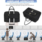 Initial Travel Duffle Bag for Women - Black Personalized Weekender bags Overnight Bag with Shoe Compartment & Wet Pocket Weekend Tote Bags with Toiletry Bag Monogram Christmas Gift (Letter E)