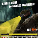 ULTRAFIRE 1000 Lumen Single-Mode Warm Light Flashlight - Bright 3000K Amber Light Flashlight, Designed for Camping Night Vision, Haze Conditions Yellow LED Flashlight T1 Ultra-Y