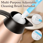 2 PCS 68 OZ Thermal Coffee Carafe, Insulated Stainless Steel Coffee Carafe Double Walled Vacuum Thermal Pot Flask with Brushes Thermos for Keeping Hot Coffee Tea Home and Office (Gold)