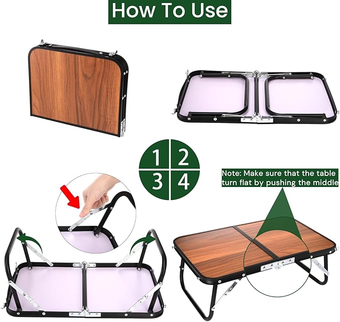 Folding Camping Table, Mini Portable Beach Table with Carry Handle, Ultralight Compact Picnic Dining Low Table for Grill, Indoor Outdoor, Garden, Patio, BBQ, Party