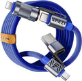 4 in 1 USB C Cable 60W 5FT Fast Charging & Data Transfer, Thicker Silicone Multi Charger Cord for iPhone iPad Charger Wire Combo with L/Type C/USB A for iPhone 16/15/Macbook (Blue)