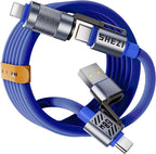 4 in 1 USB C Cable 60W 5FT Fast Charging & Data Transfer, Thicker Silicone Multi Charger Cord for iPhone iPad Charger Wire Combo with L/Type C/USB A for iPhone 16/15/Macbook (Blue)