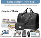 Travel Duffel Bag for Women, Carry-on Overnight Weekender Bags with Wet Pocket & Toiletry Bag, For Spirit Airlines 18x14x8 Personal Item Bag,Small,Black