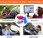 4Pack Ultralight A4 Size Inflatable Travel Pillow, Small Squared Flocked Fabric Air Pillow for Traveling, Holiday Trip, Hiking, Camping,Napping,Neck Lumbar Support(Gray,Sky Blue,Red,Deep Blue)