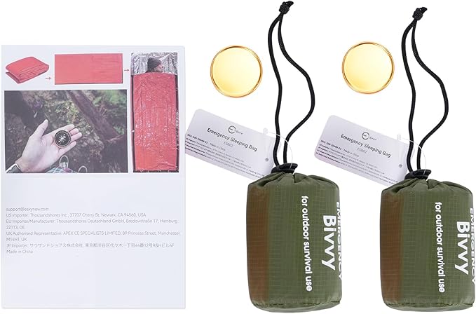 Esky Emergency Sleeping Bag, Portable Emergency Blanket Thermal Bivy Sack, Waterproof Lightweight Survival Gear with Compass for Camping Hiking Outdoor Adventure