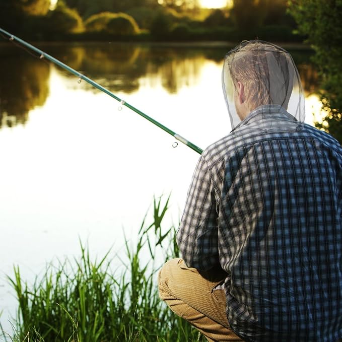 Anvin Mosquito Head Mesh Nets Gnat Face Netting for No See Ums Insects Bugs Gnats Biting Midges from Any Outdoor Activities, Works Over Most Hats Comes with Free Stock Pouches (3pcs, Black)