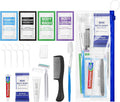 Personal Hygiene Kit Bulk Pack of 10,Individually Wrapped 13-IN-1 Blue Disposable Basic Travel Toiletry Set Homeless Care Package Supplies for Men,Women,Guests,Charity