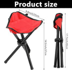Travel Folding Camping Stool, 17.7 Inch Outdoor Tripod Seat Portable Fishing Chair Sturdy Three Legged Stool with Carry Strap for Camping Party Hiking Golf Mountaineering Picnic Beach, Red