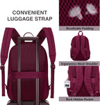 KEOFID Classic Anti-Theft Laptop Backpack for Men and Women, Burgundy, 17.3" x 12.6" x 7.2"