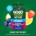 GoGo squeeZ Active Fruit Blend with Electrolytes | 18-Count Variety Pack | Blueberry Strawberry Lemon & Strawberry Pineapple Orange | Made with Real Fruit and Antioxidants Vitamin A, Vitamin E, & Vitamin C