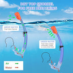 Youth Snorkel Set for Ages 7-16, Snorkeling Gear for Kids with Panoramic View Mask Anti-Fog Anti-Leak Full Dry Top Snorkel Fins Travel Bag for Swimming Diving