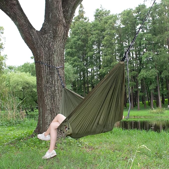 Camping Hammock, Super Lightweight Portable Parachute Hammock with Two Tree Straps Single or Double Nylon Travel Tree Hammocks for Camping Backpacking Hiking