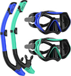 Snorkeling Gear for Adults, JRing Snorkel Mask Set with 180 Degree Tempered Glass Anti Fog Goggles Scuba Dry Top Snorkel for Swimming, Scuba Diving Mask for Men Women