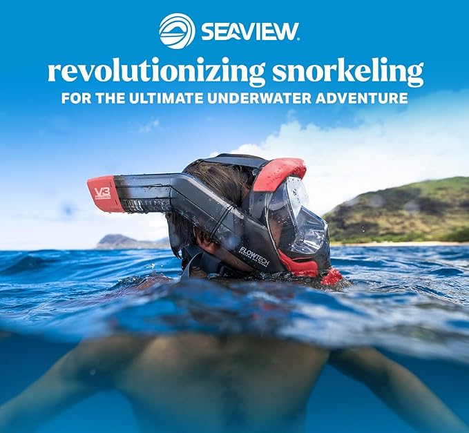 Seaview 180 V3 Full Face Snorkel Mask Adult- The V3 is The Perfect Snorkeling Gear for Adults- Snorkel Mask with 180 Panoramic Viewing and Up to 600% Easier Breathing- Patented Flowtech Air Intake