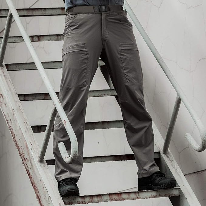 FREE SOLDIER Men's Outdoor Cargo Hiking Pants with Belt Lightweight Waterproof Quick Dry Tactical Pants Nylon Spandex