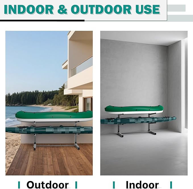 EVERHANGER Kayak Storage Rack, Adjustable Kayak Stand Holder, Freestanding Paddle Board Rack for Kayak, Canoe, Surfboard, 320lbs Capacity