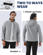 WULFUL Men's Softshell Jacket Waterproof Lightweight Insulated Windbreaker Fleece Lined Rain Shell Jacket for Hiking Travel