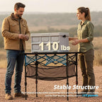 Portable Camping Table with Adjustable Height Legs, Lightweight Aluminum Roll-up beach tables for sand foldable，Folding Picnic Table Large Storage Basket for Outdoor camping (Black, Medium 37")