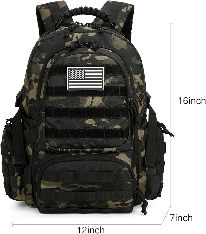 30L Military Tactical Backpack for Men 3 day Assault Pack Molle Daypack Army Hiking Rucksack (BlackMix)