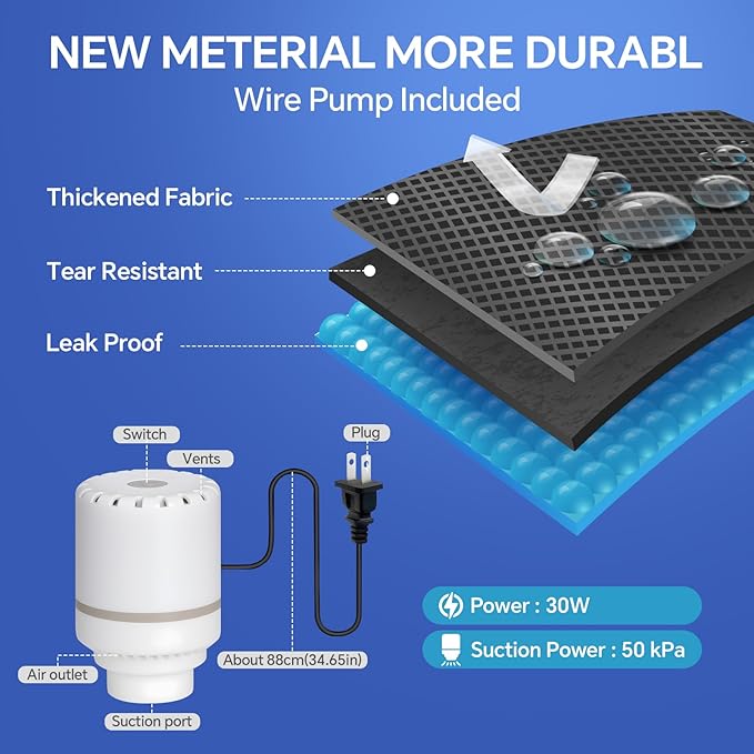 8 Pack Tear-Proof Jumbo Vacuum Storage Bags with Pump, Oxford Fabric Reusable Space Saver Extra Large Vacuum Seal Bags for Clothing, Bedding, Travel Luggage, Blankets and Comforters