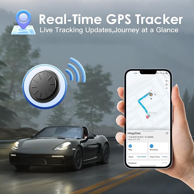 Mini GPS Tracker for Vehicles,Real Time Car GPS Tracker Work with Apple Find My(iOS Only),No Monthly Fee Mini Hidden Car Tracker with Magnetic Case (1PCS Black Tracker, Black Magnetic Case)