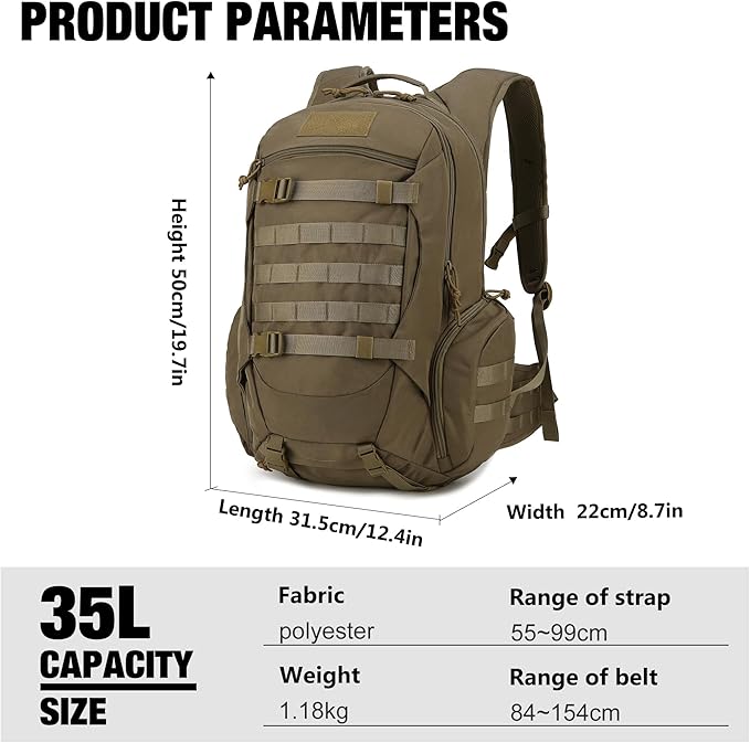 Mardingtop 35L Tactical Backpacks Molle Hiking daypacks for Camping Hiking Military Traveling Motorcycle