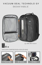 Vacuum Seal Travel Backpack 45L with Pump - Expandable Air Compression System, Water-Resistant Business TSA Lock, Laptop Backpack, Carry-On Suitcase Luggage, Gifts for Men