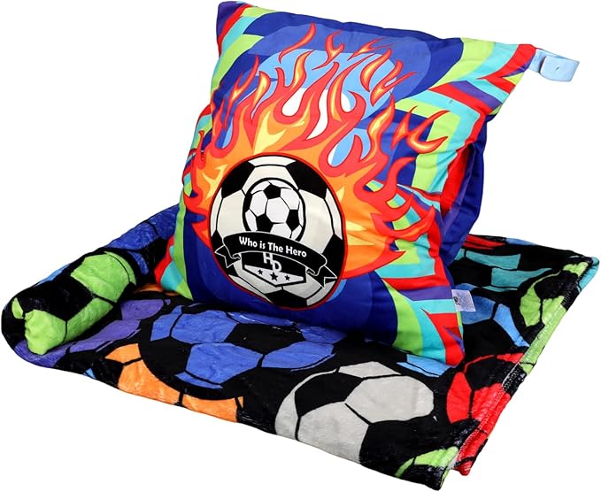 3 in 1 Travel Pillow Blanket Set with Removable Flannel Blanket Throw,Hand Warmer Pockets,Pillow (Color4, 50in*60in)