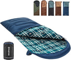 KingCamp Sleeping Bag for Adults, Cold Weather & Warm XL Big and Tall Flannel Sleeping Bags with Compression Sack Portable Waterproof Essentials Gear Accessories for Outdoor Camping