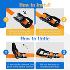Ratchet Straps, 1.5 inch x 8.2 ft(4 Pack) Heavy Duty Tie Down Straps, Ratchet Tie Down Straps with Soft Loops-5,208 lbs (Orange)