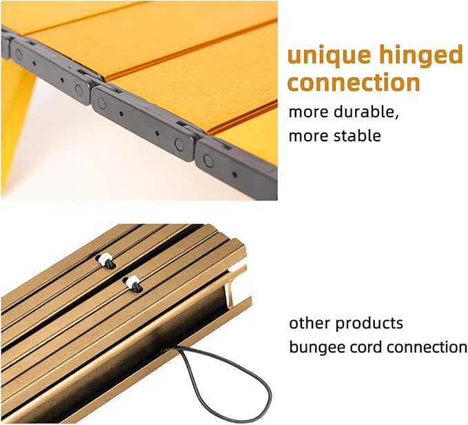 Rock Cloud Portable Beach Table Aluminum Ultralight Folding Camping Table, Yellow