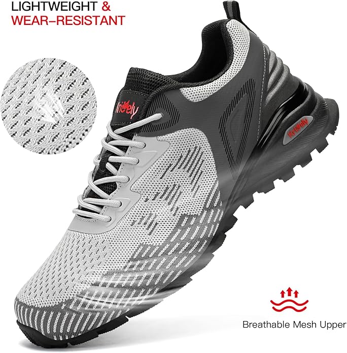 Kricely Men's Trail Running Shoes Non Slip Hiking Shoes Tennis Shoes Fashion Sneakers Workout Footwear