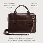 Nordweg Nomad Leather Briefcase NW080A – Leather Bag for Work & Travel – Fits 15.6” Laptop – Minimalist, Durable, Elegant