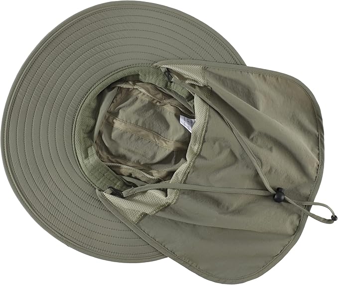 Home Prefer UPF 50+ Mens Wide Brim Fishing Hat with Neck Flap Sun Hat for Men Women Sun Protection Cap
