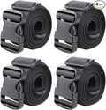 MAGARROW 1.5" Utility Straps with Buckle Adjustable, 4-Pack (Black, 9.5 feet Long)