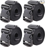 MAGARROW 1.5" Utility Straps with Buckle Adjustable, 4-Pack (Black, 9.5 feet Long)