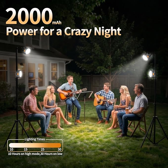 FLY2SKY Rechargeable Camping Lights 2000 mAh Tent Lights Portable LED Camping Lantern Survival Gear Essentials Camping Accessories for Hiking Backpacking Fishing Hurricane Emergency Power Outage（1PCS）