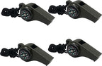 2 Pack Emergency Survival Whistle, 3-in-1 Emergency Whistles with Compass and Thermometer, Loud Safety Whistle with Lanyard for Outdoor Hiking