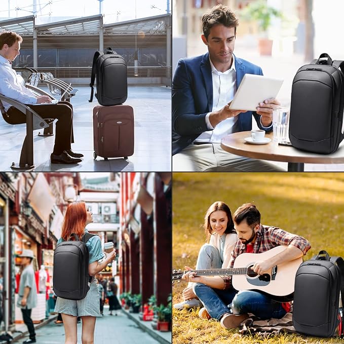 hk Slim Laptop Backpack, Lightweight Expandable High-Tech Business Work Backpack for Men Women,15.6 Inch Anti-theft Waterproof Travel Backpack Durable College Casual Daypack Computer Laptop Bag-Black