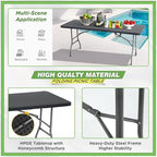 BestOffice Outdoor Folding Camping Table Plastic Table Portable Square Height Dining Table Perfect for Picnics,Parties,Party and Camping,Black