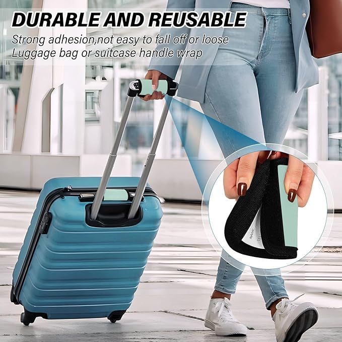 DOMIKING Light Green Luggage Handle Wrap Soft Luggage Identifiers for Suitcase Grip Tags for Travel Bag Luggage Suitcase Handle Covers Travel Accessories, 4 Pack