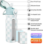 BJPKPK Stainless Steel Insulated Water Bottle With Straw Lid 18oz Reusable Metal Thermo Bottles Keep Cold And Hot,Plaid