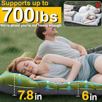 Double Sleeping Pad, Extra Thick 6 Inch Sleeping Pad for Camping 2 Person with Built-in Pillow & Foot Pump Ultralight Compact Inflatable Camping Mat for Backpacking Hiking Travel Tent Camp Gear Gifts