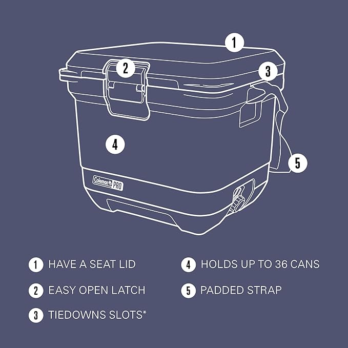 Coleman Pro Heavy-Duty 25qt Ultra-Light Premium Hard Cooler, Extra-Thick Insulation Keeps Ice up to 3 Days, 36-Can Capacity
