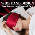 100% Mulberry Silk Sleep Mask, Large Eye Cover for Sleeping, Comfortable and Pressure-Free Sleeping Masks for Women Men, Completely Blackout (Wine Red)