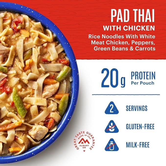 Mountain House Pad Thai with Chicken Freeze Dried Backpacking & Camping Food 6-Pack Gluten-Free