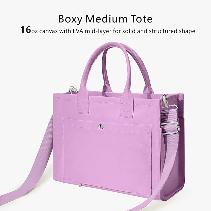 TOPDesign Heavy-Duty Canvas Tote Bag for Women, Adjustable Crossbody/Shoulder Handbag with 9 Pockets, Everything Tote